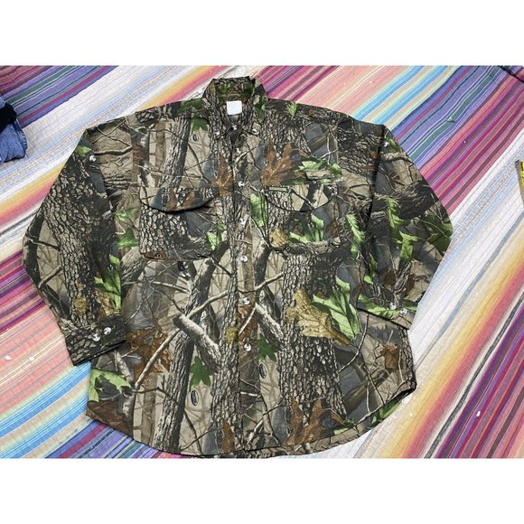Remington Hunting Button Down Vented Shirt Realtree Green Hardwoods Camo Mens M - Picture 2 of 7